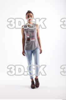 Walking photo references of Molly blue jeans womna singlet 0003